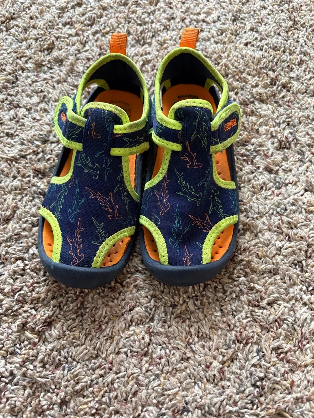 OshKosh B'gosh Navy Water Shoes with Lime & Orange Accents